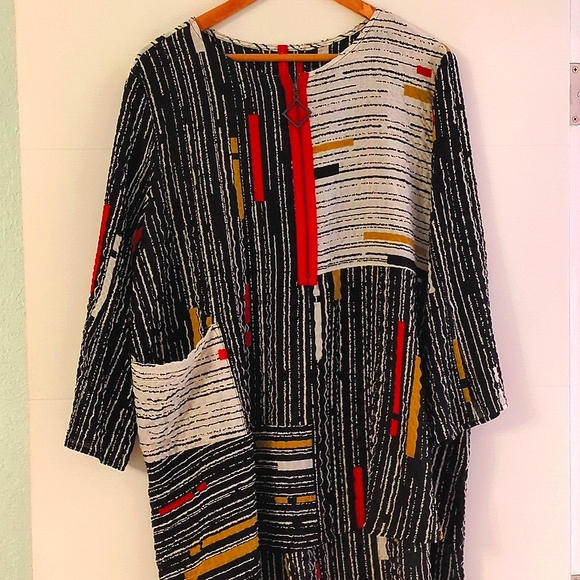 IC by Connie K lagenlook boho multicolor asymmetrical tunic oversized XL - Picture 2 of 8